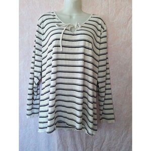 Jessica Simpson sz 3X White blue Striped nautical beach coastal stretch knit top